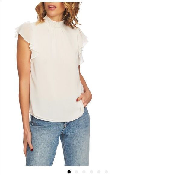 1.State Ivory Flutter Sleeve Blouse - Picture 1 of 9